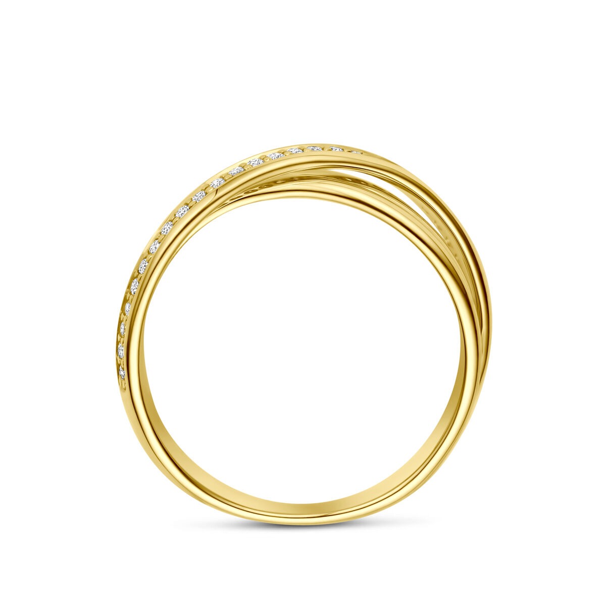 Bague alliance en or jaune 14k avec diamant 0,16 ct