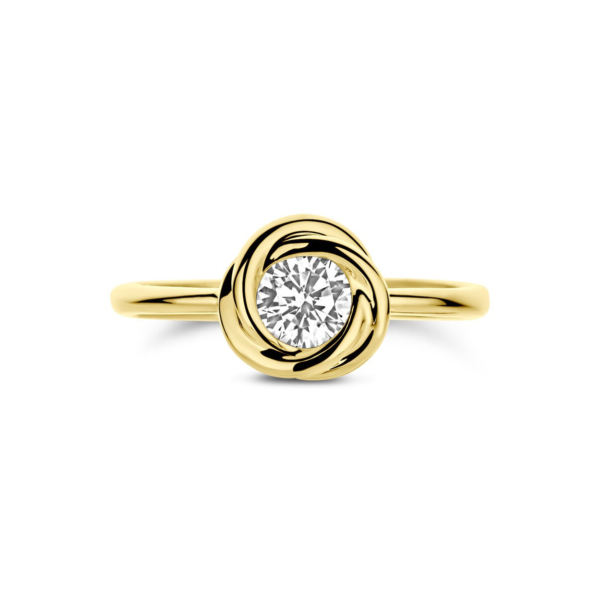 bague pour femme en or jaune 14k avec zircone – bague solitaire au design classique