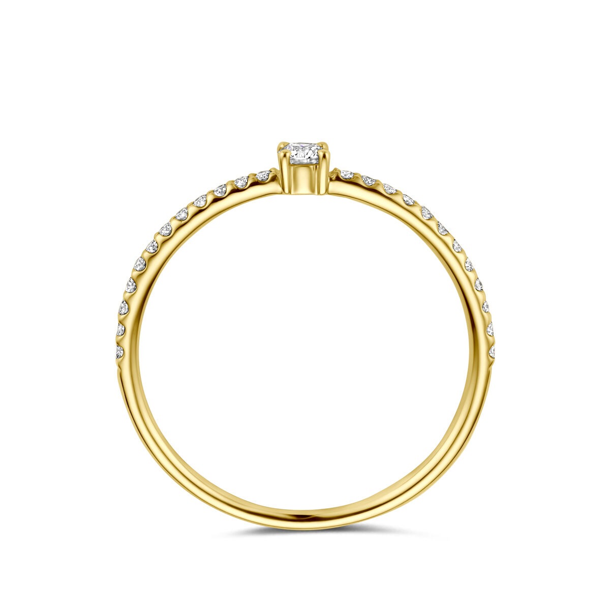Bague pour femme en or jaune 14k avec diamant - sertissage solitaire