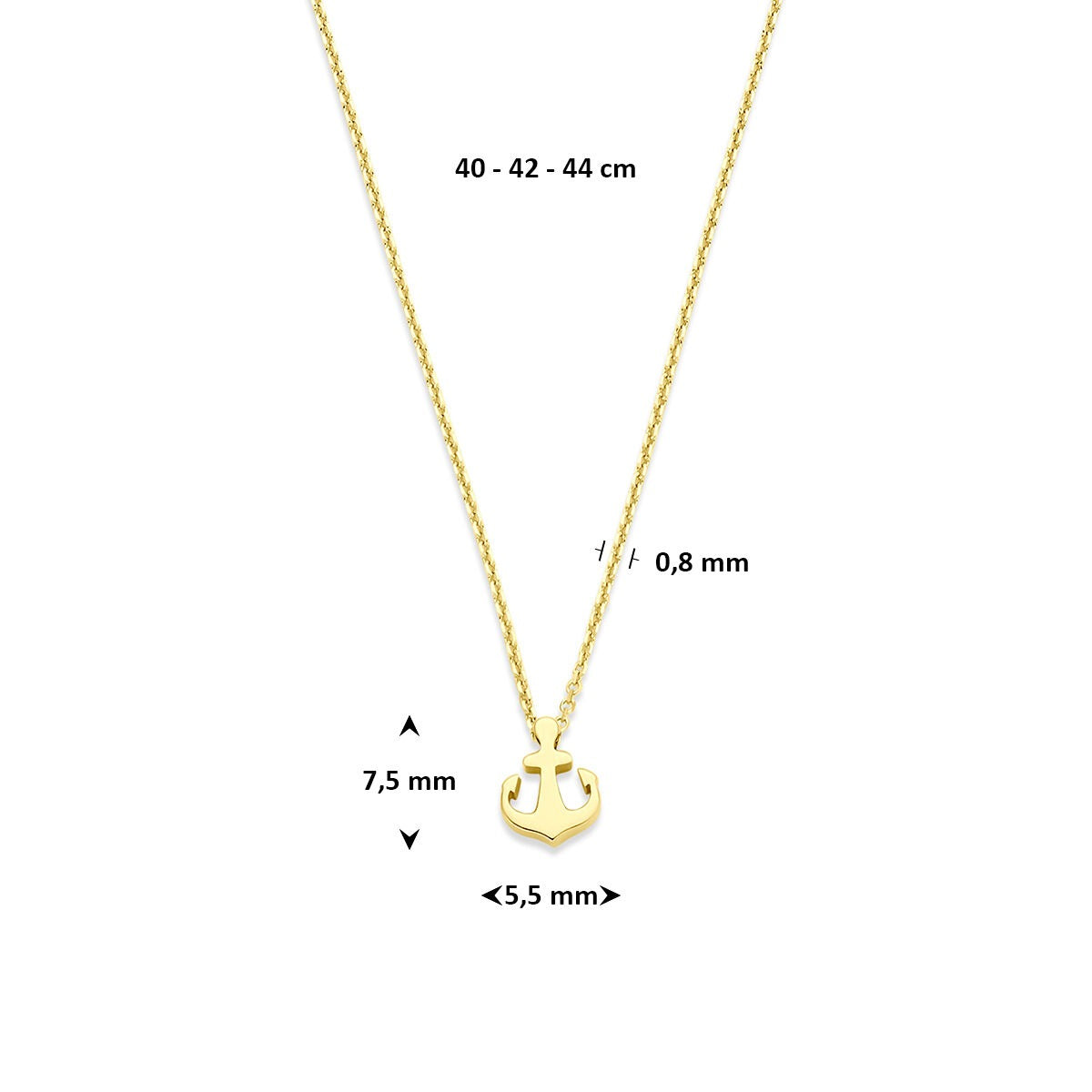 Collier en or jaune avec ancre