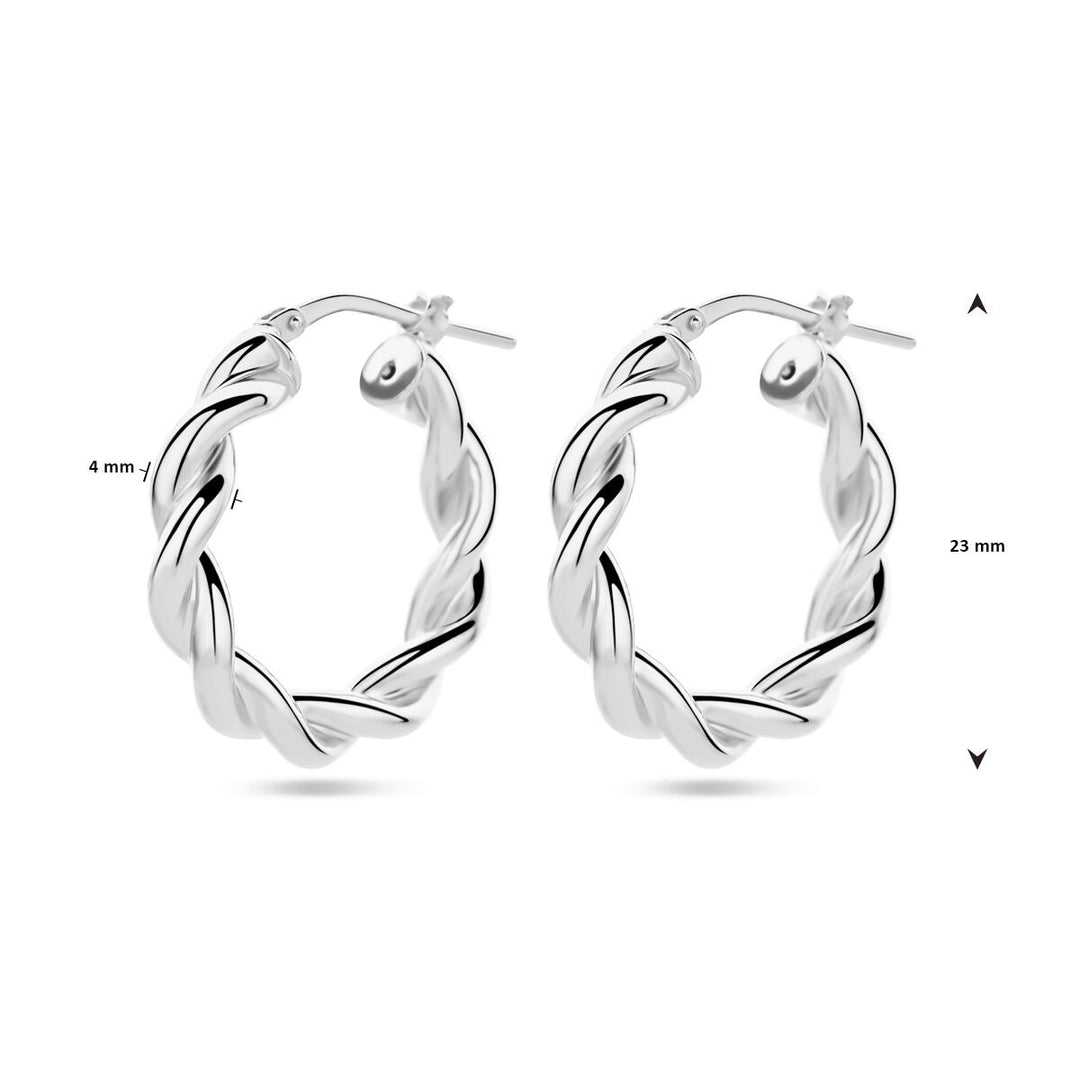 Gerhodineerd zilveren gedraaide oorringen 23 mm