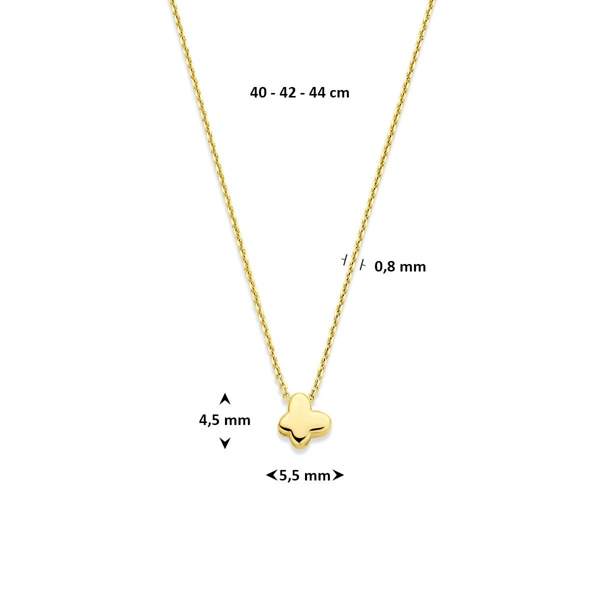 Collier en or jaune 14k avec papillon
