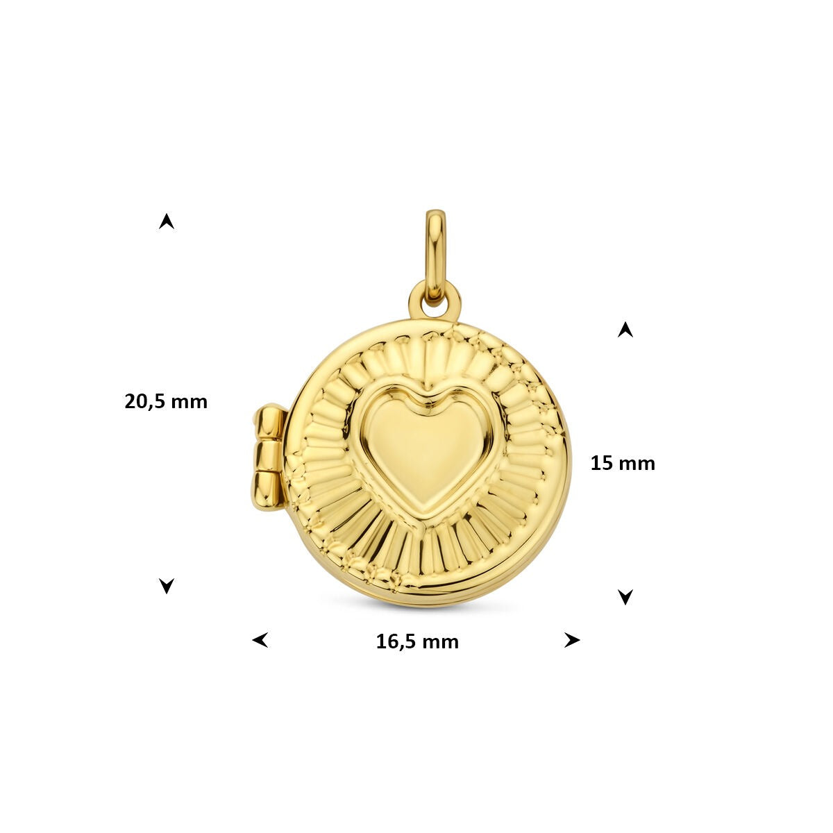 médaillon en or jaune 14k avec cœur