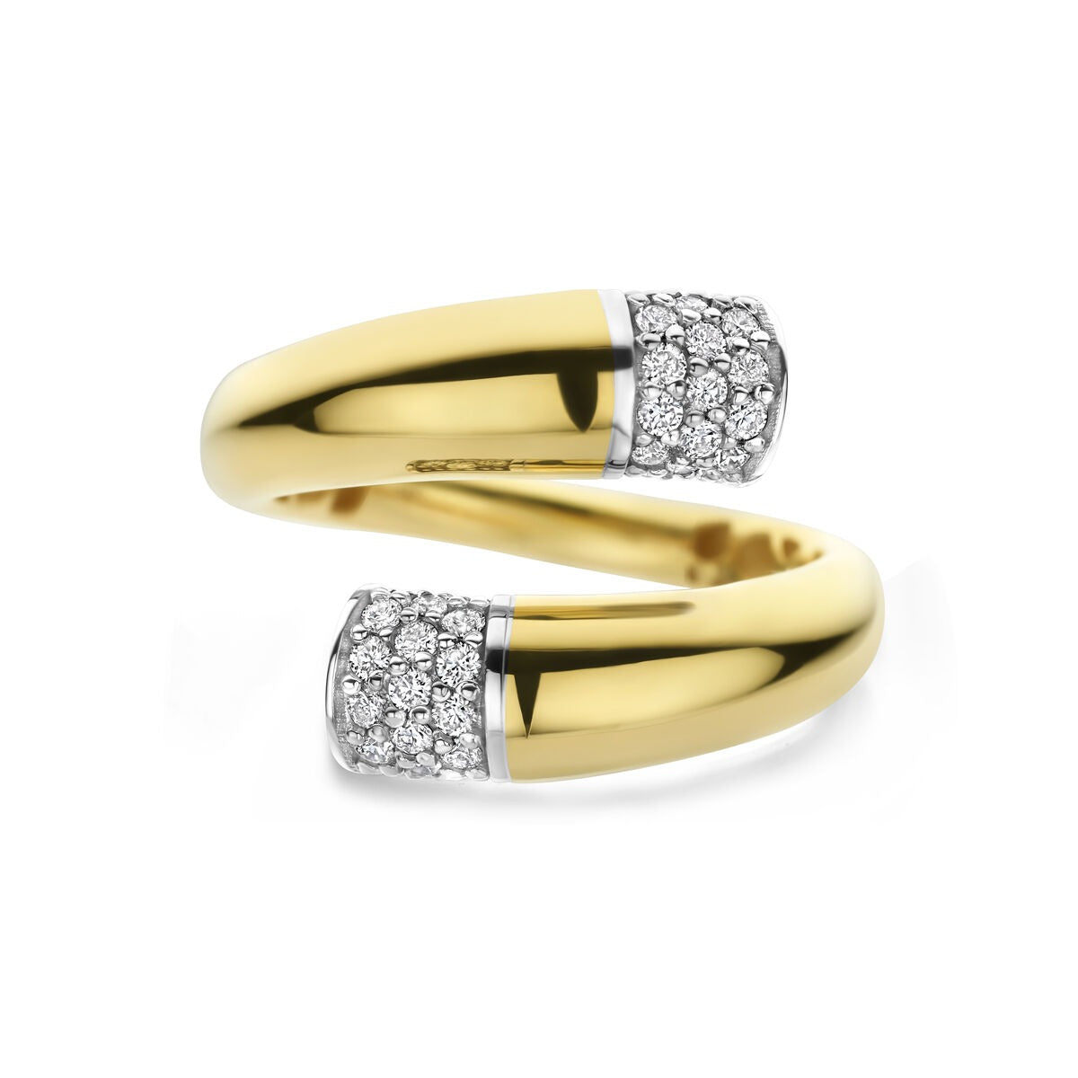 Bague pour femme bicolore en or 14k avec diamant – 16 mm de large