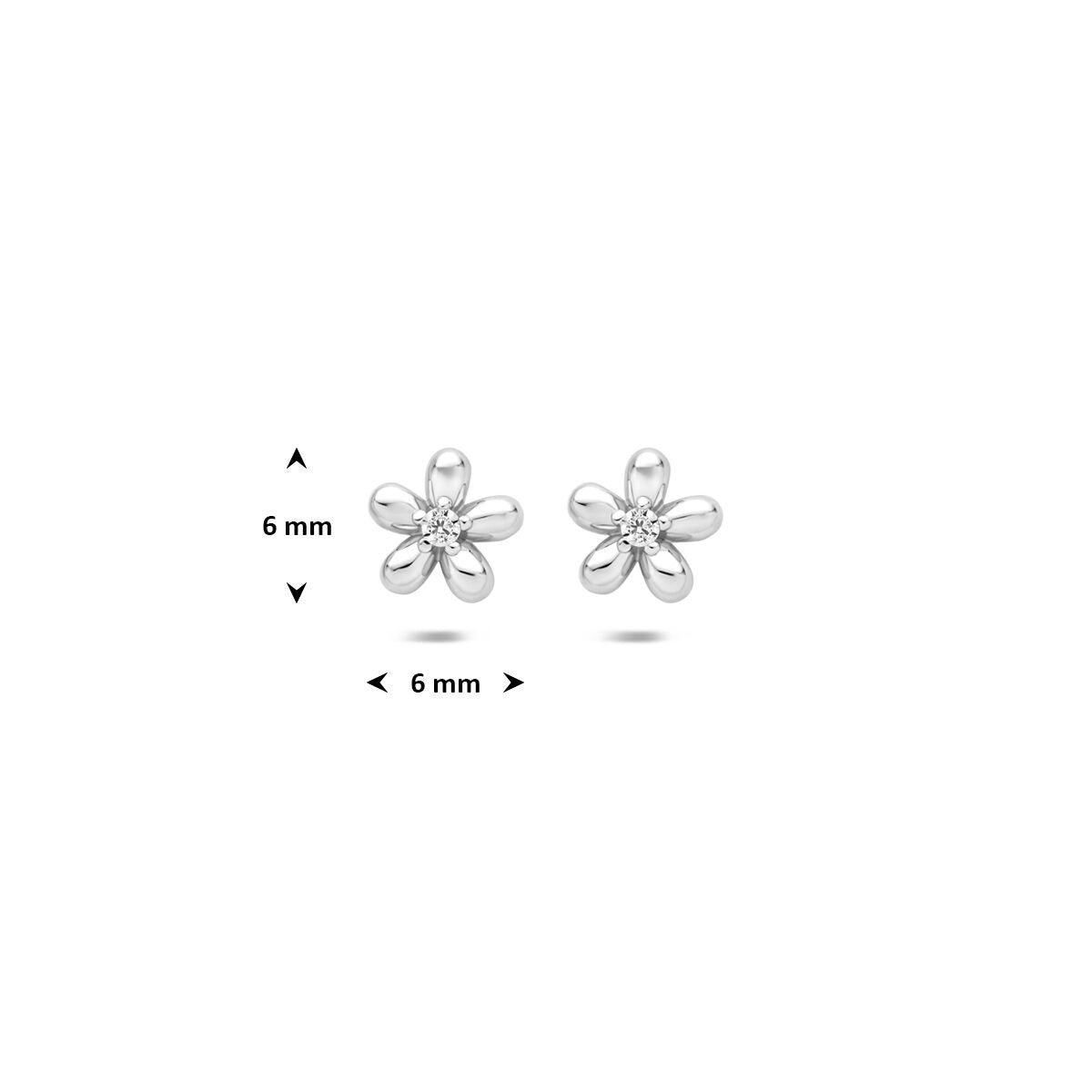 Puces d'oreilles en argent 925 fleur avec zircone