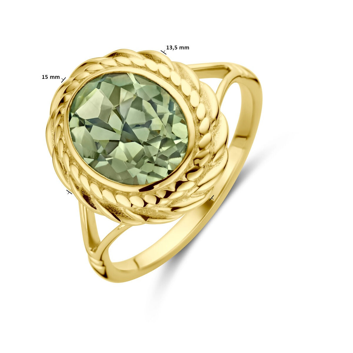 Bague en Or 14k avec Améthyste Verte – Monture Entourage
