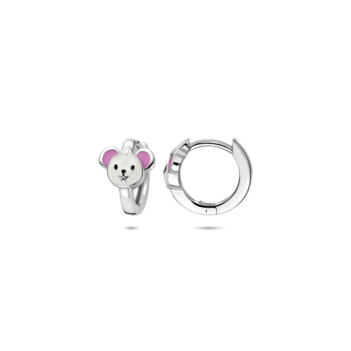 Boucles d'oreilles pour enfant en argent avec émail souris – 10 x 8 mm