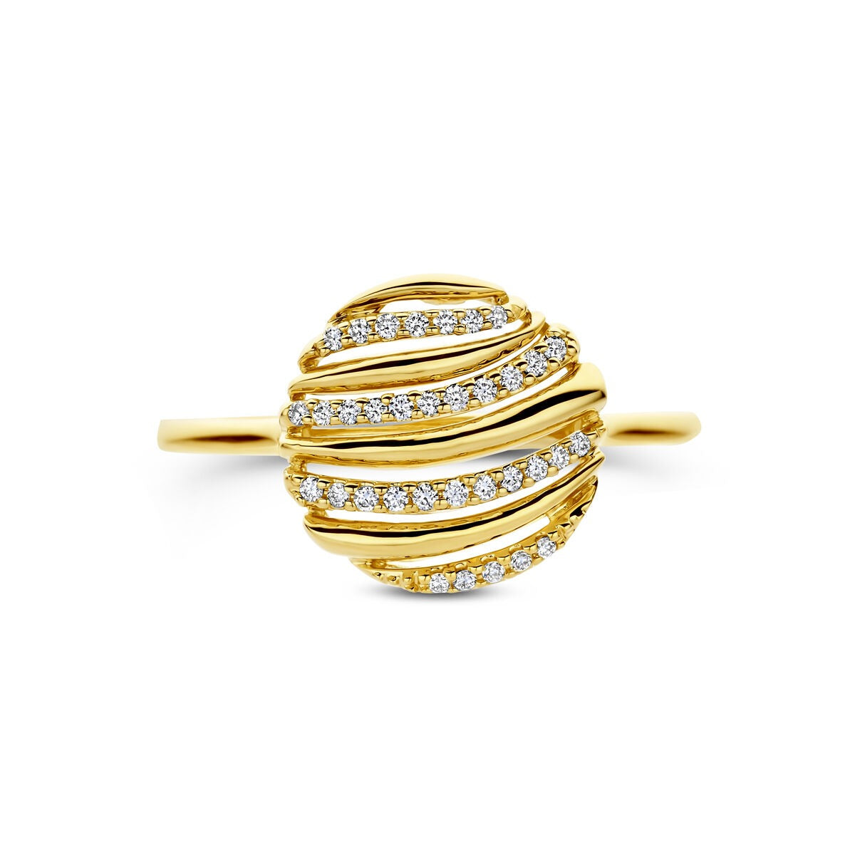 Bague en or jaune 14k avec diamant 0.09ct design rond