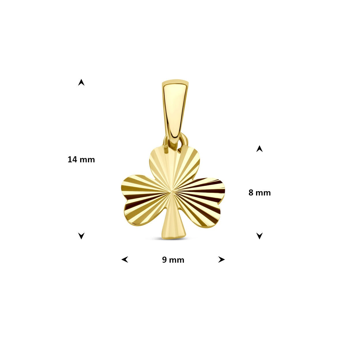 Collier en or jaune 14k avec pendentif trèfle