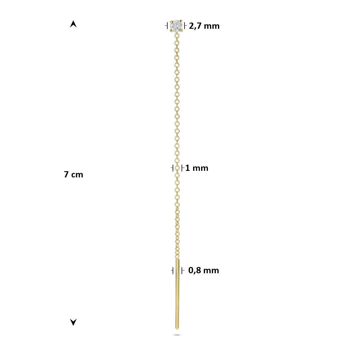 Boucle d'oreille à tirage en or jaune 14k avec diamant