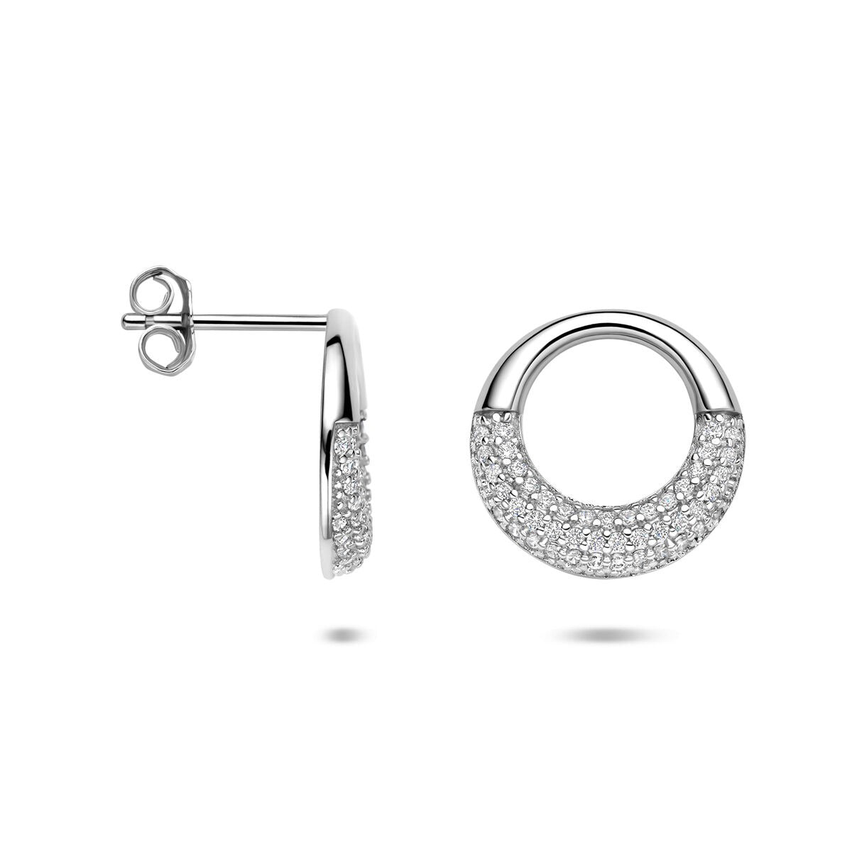 Puces d'oreilles en argent avec sertissage pavé de zircone – rhodié argent 925