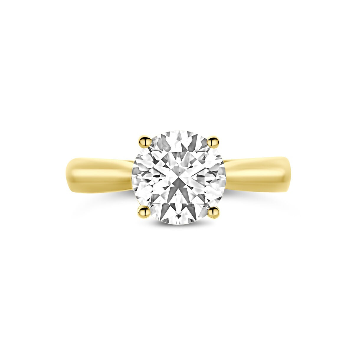 Bague en or jaune 14k avec diamant de culture de 2.00ct