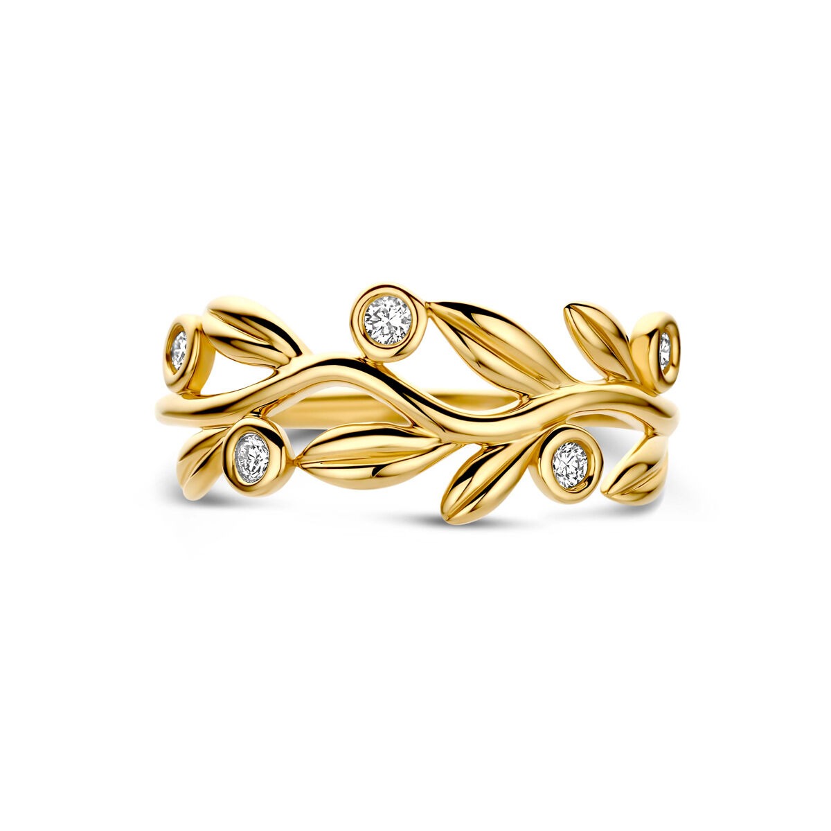 14k Geelgouden ring met lab grown diamant
