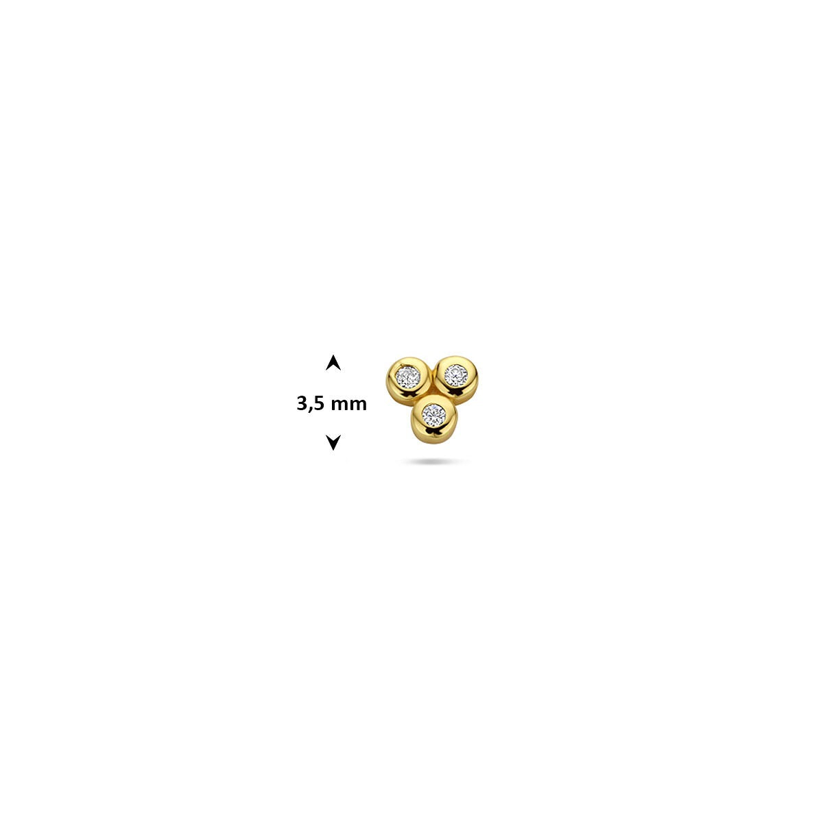 Piercing à dos plat plaqué or en argent avec zircone - argent 925