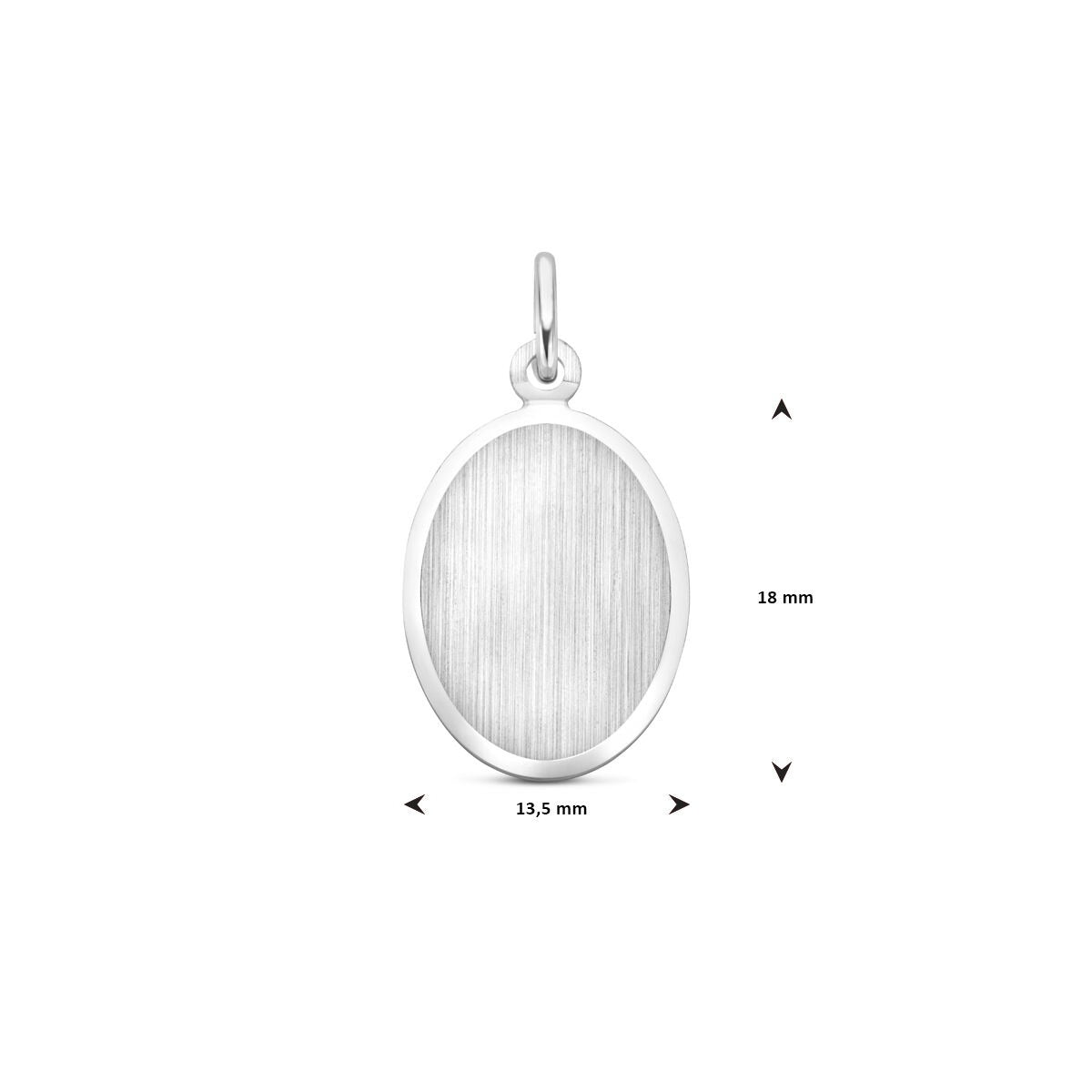 Pendentif ovale en argent – rhodié argent 925 avec finition mate et diamantée