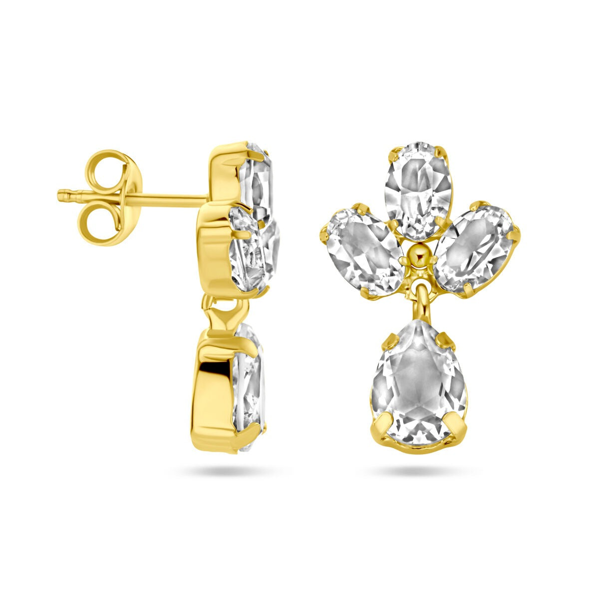 Boucles d'oreilles en argent plaqué or avec cristal Swarovski – or jaune sur argent 925