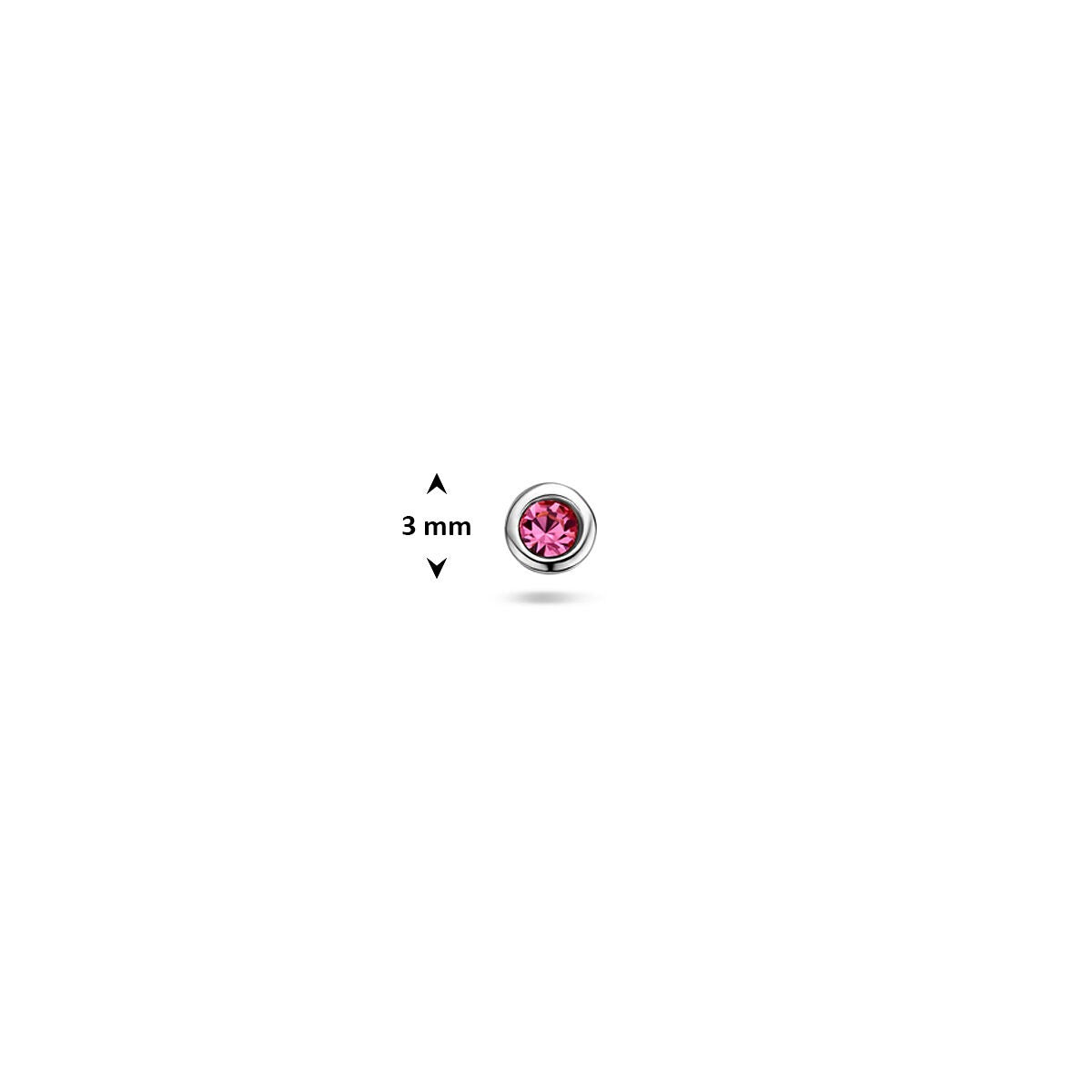 Piercing en argent rhodié avec strass rose à dos plat