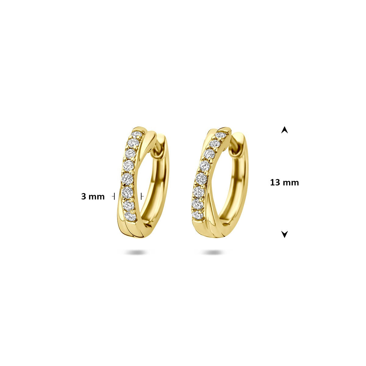 Créoles en or jaune 14k avec diamant lab grown 0,20 ct