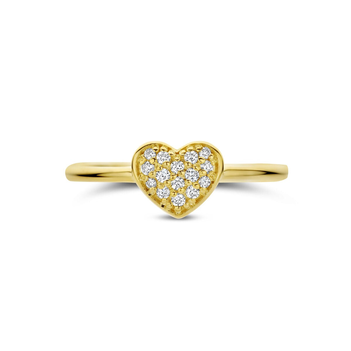 Bague pour femme en or jaune 14k avec cœur et diamant – 0.10 ct