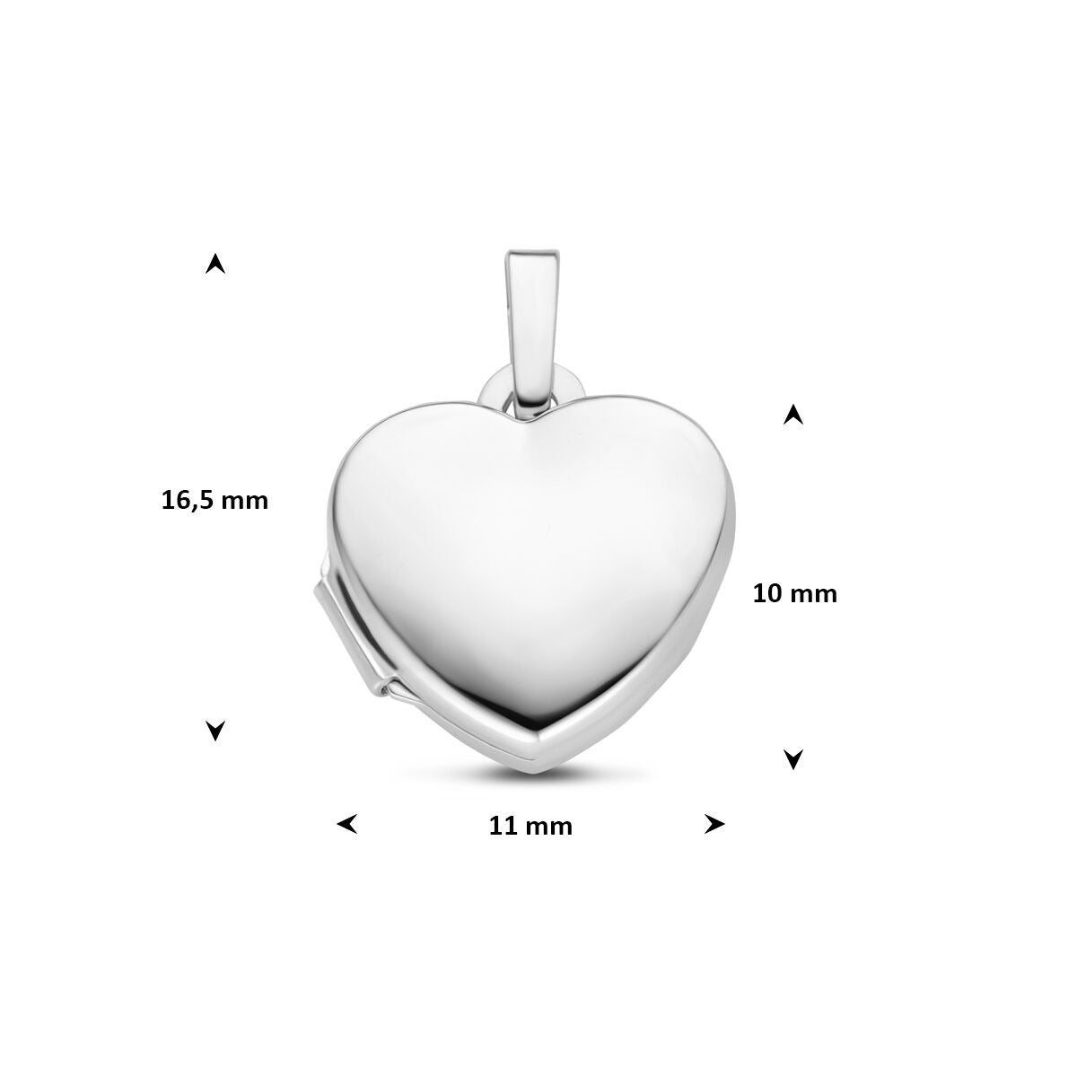 Médaillon en argent en forme de cœur – rhodié argent 925