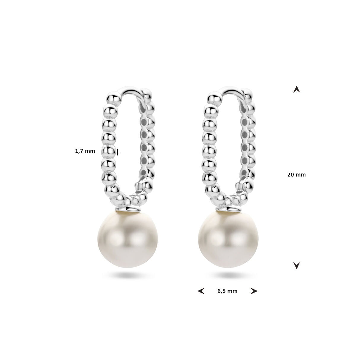 Boucles d'oreilles pour femme en argent avec perle synthétique – rhodiées 20 mm