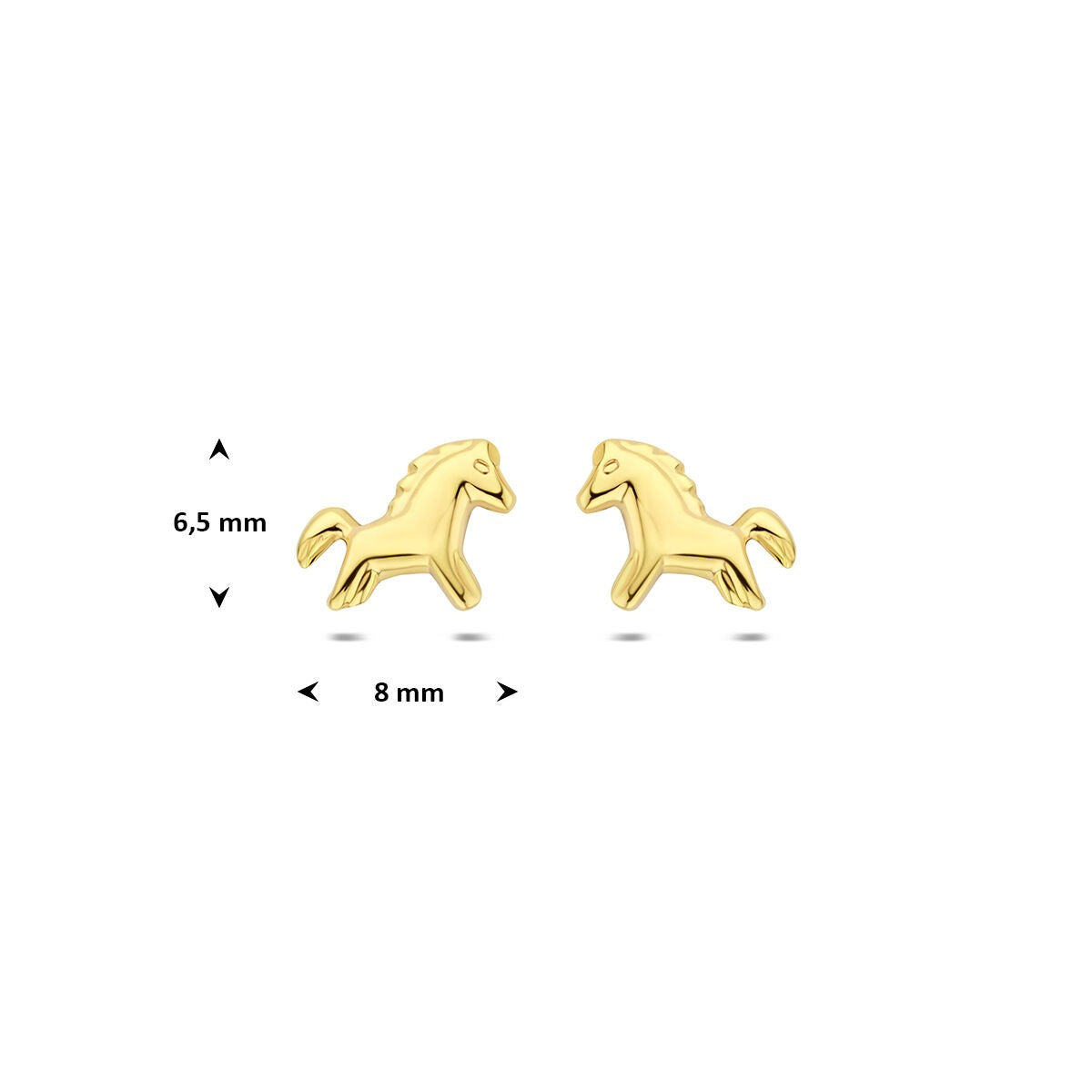 puces d'oreilles en or jaune 9k cheval