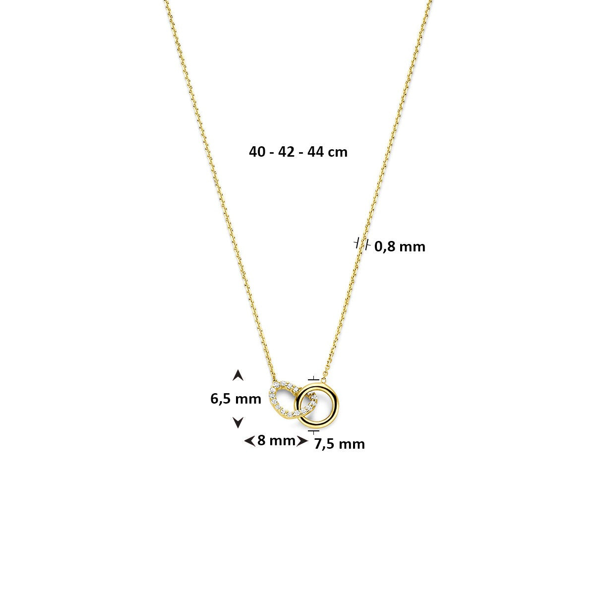 Collier en or 14k avec cœur et zircone – pour femme