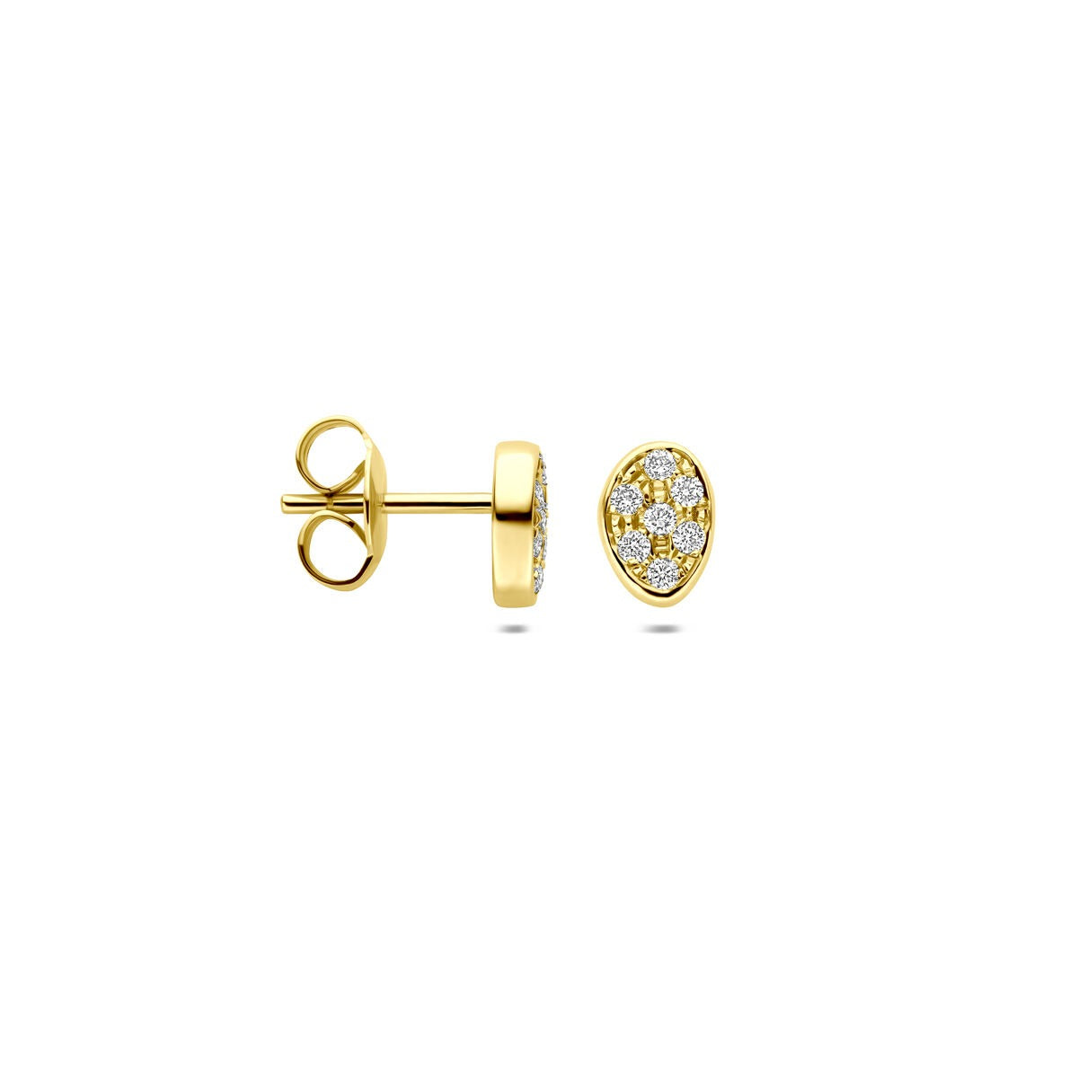 puces d'oreilles en or jaune 14k avec diamant serti pavé