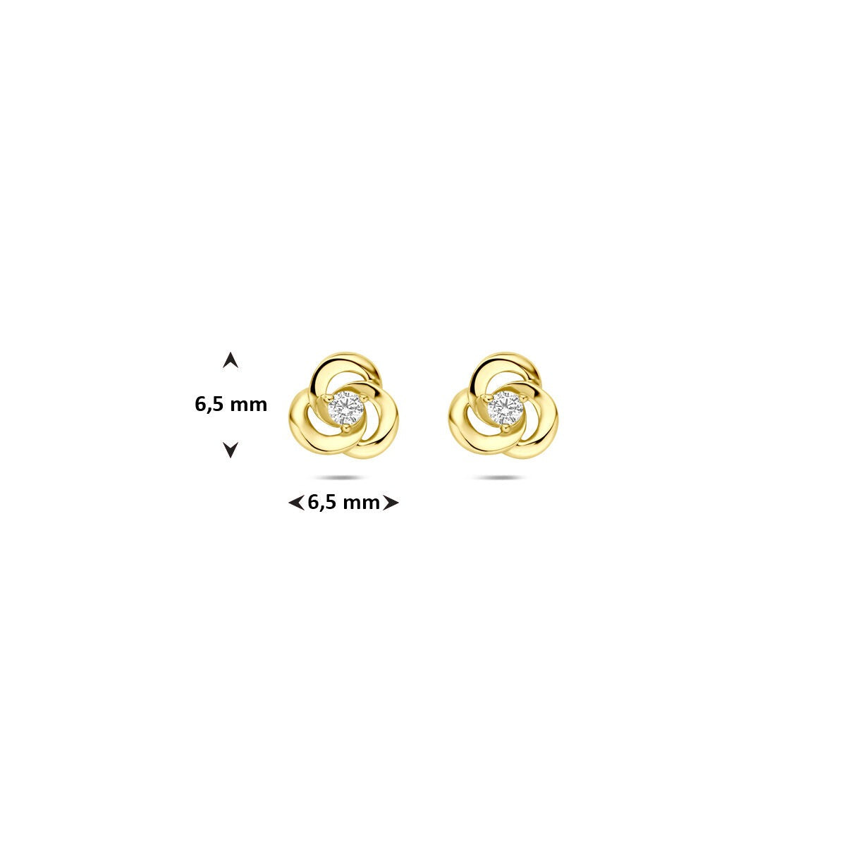 Puces d'oreilles en or jaune avec zircone – 14k, sertissage solitaire
