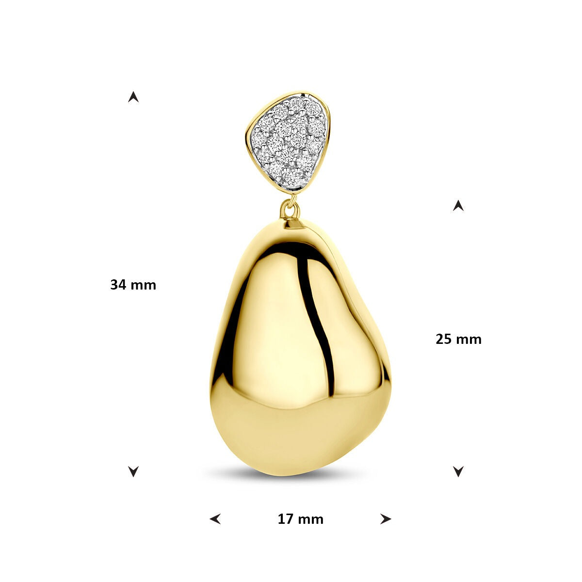 Pendentif en or avec diamant – or jaune 14k, pavé serti 0.20ct h si 34 mm