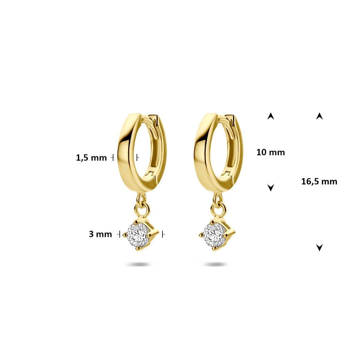 Créoles en or jaune 14k avec zircone