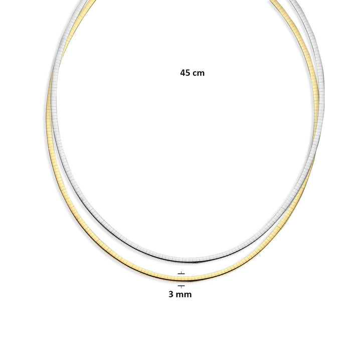 14k Bicolor geel- en witgouden omega collier