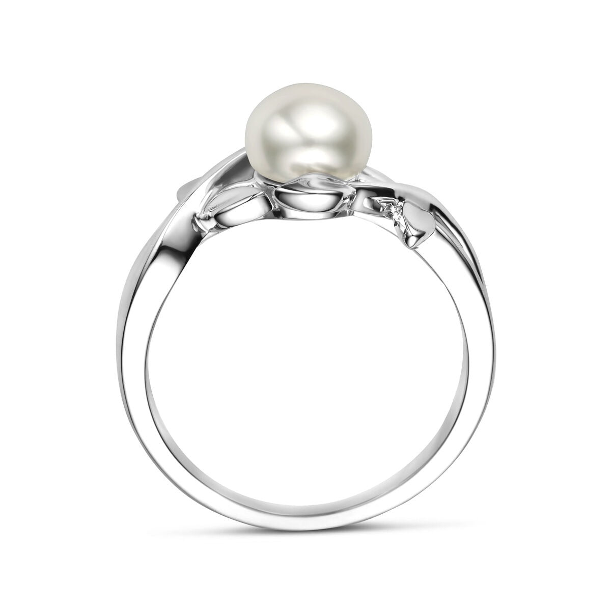Bague en argent avec perle – rhodiée