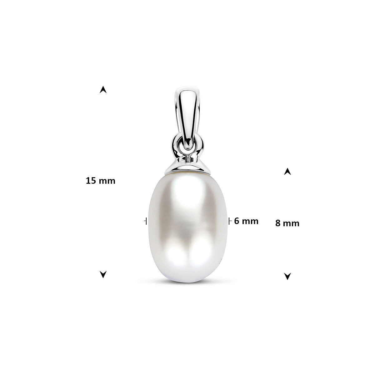 pendentif en or blanc 14k avec perle d'eau douce - ovale
