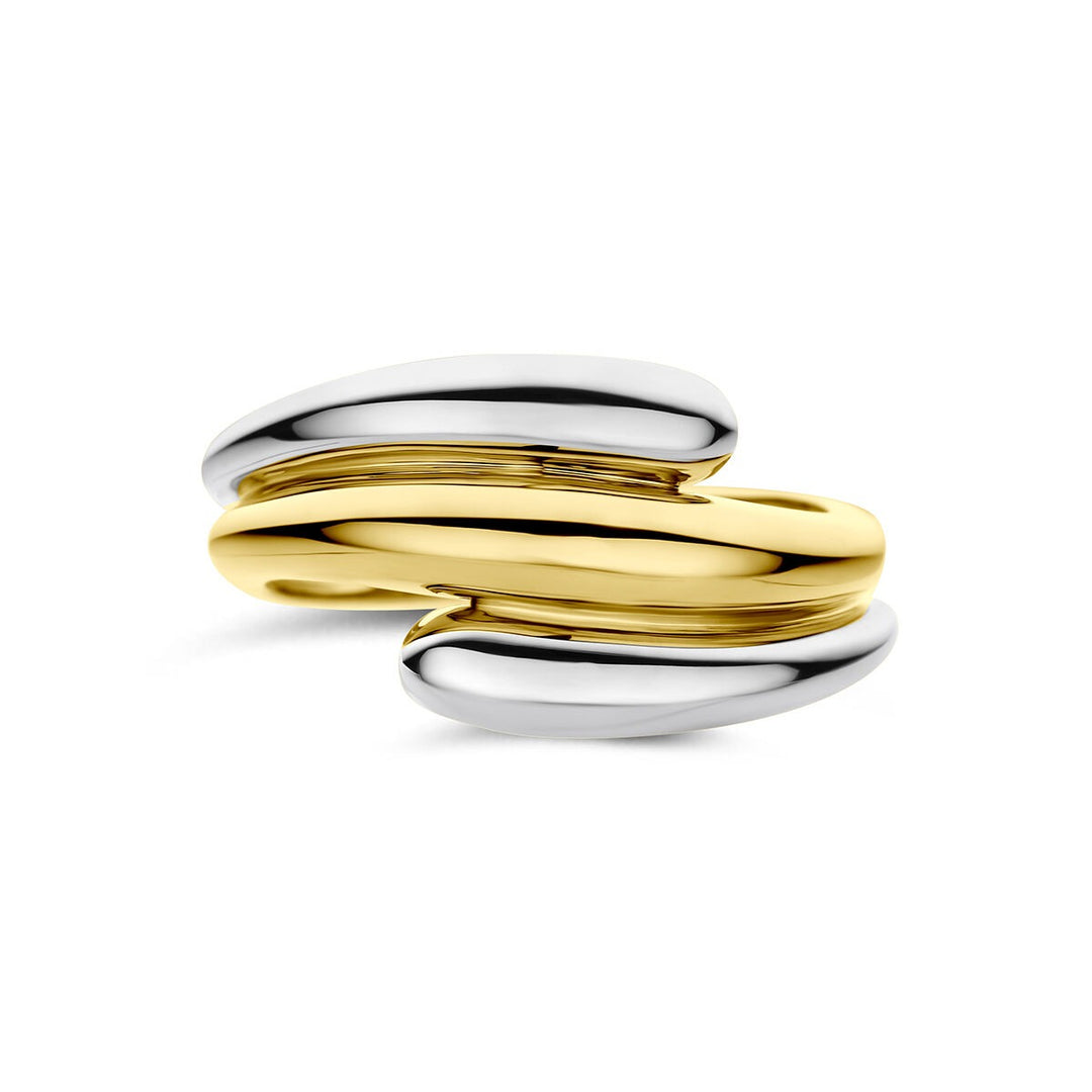 14k Bicolor geel- en witgouden ring