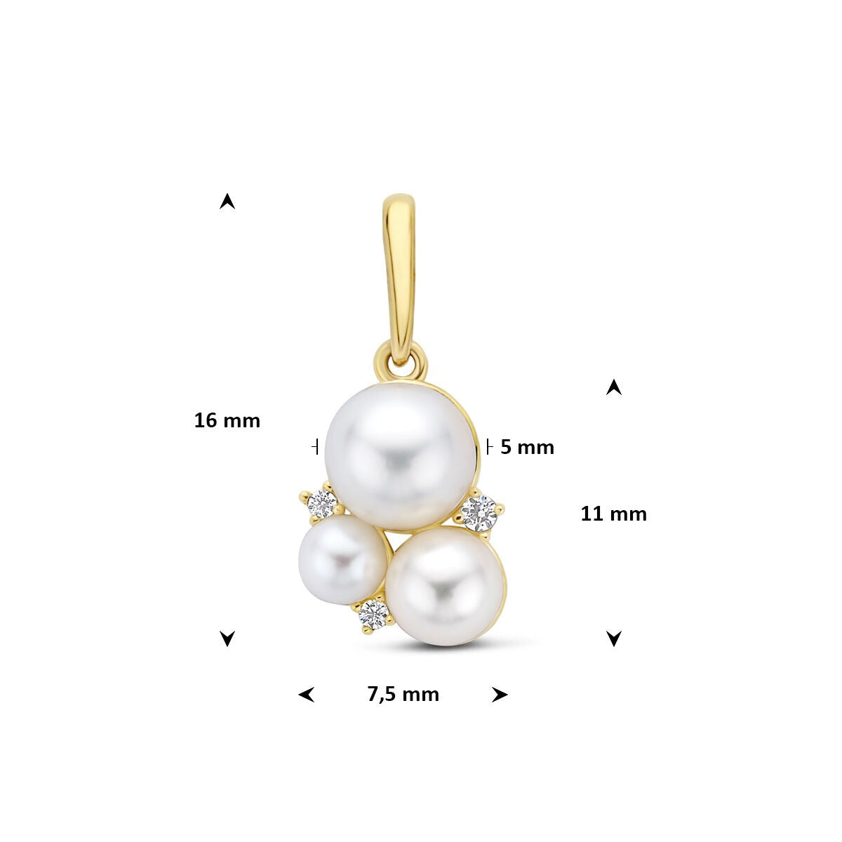 Pendentif en or jaune avec perle et zircone