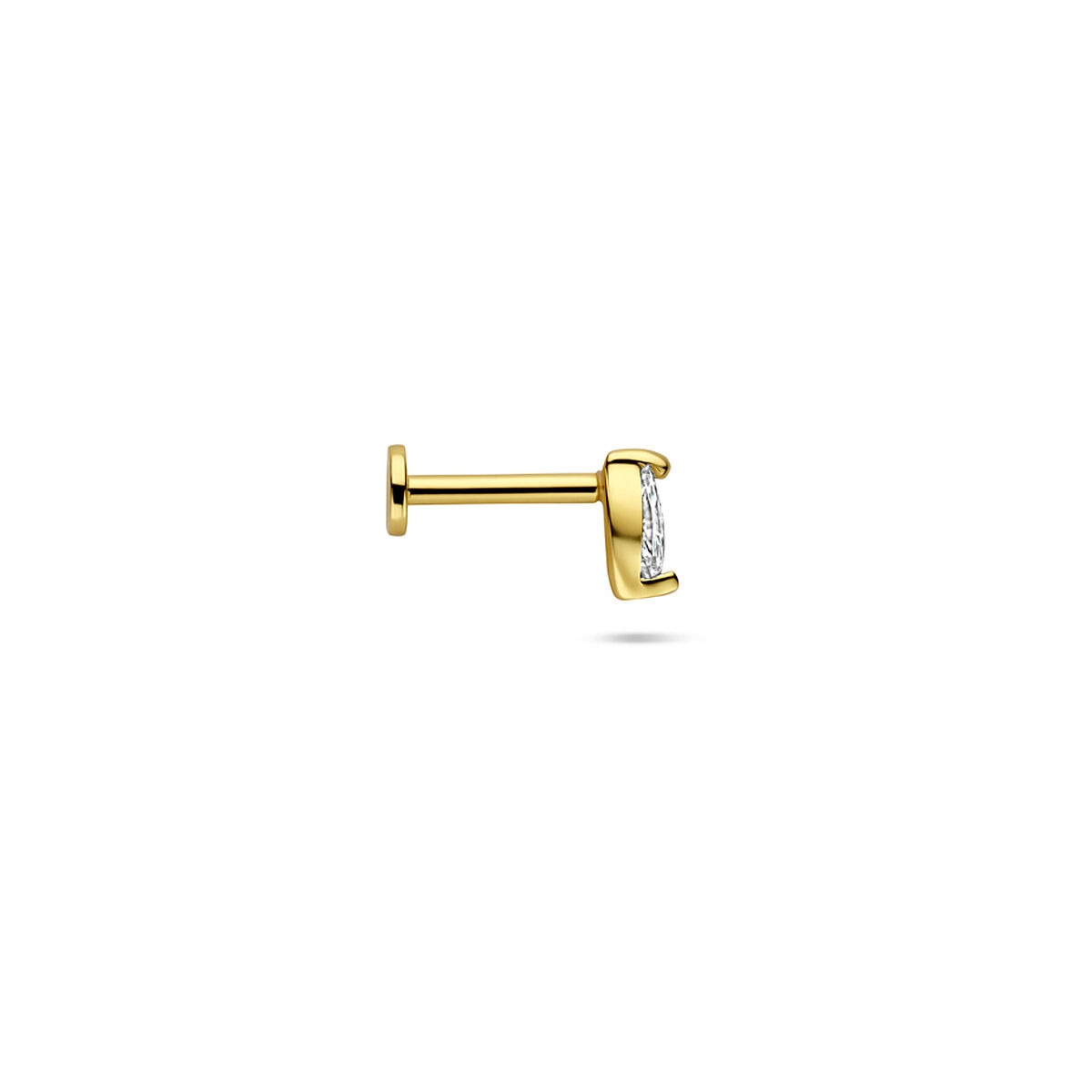 Piercing plaqué or en argent 925 à dos plat avec zircone