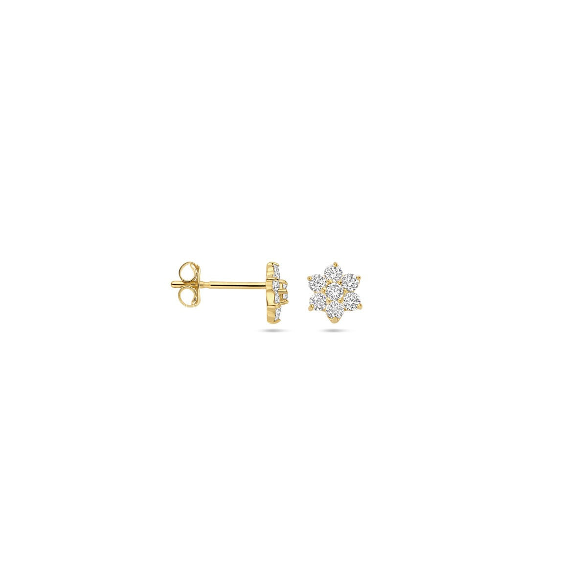 Puces d'oreilles en or jaune avec zircone – 9k
