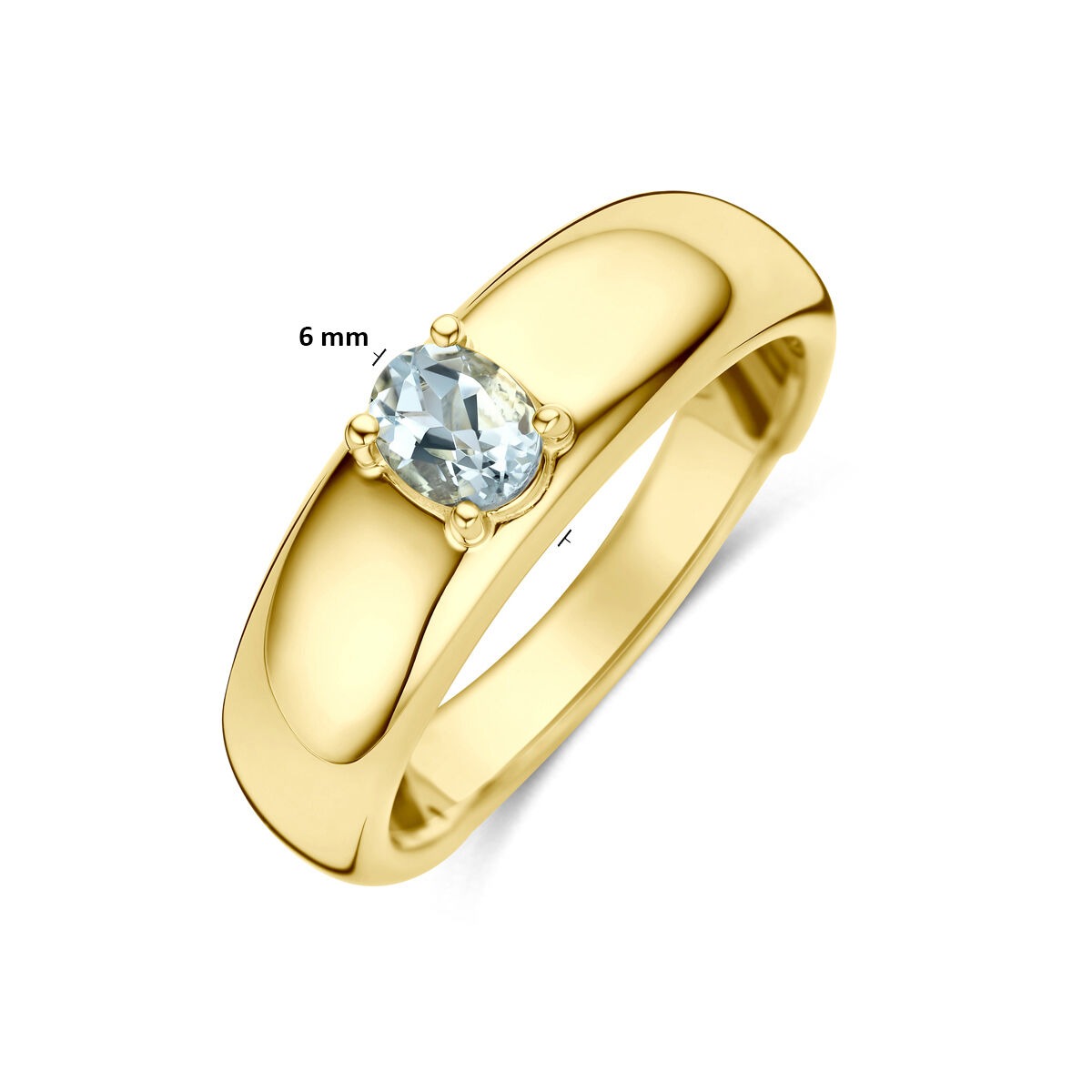 bague en or jaune 14k avec aquamarine