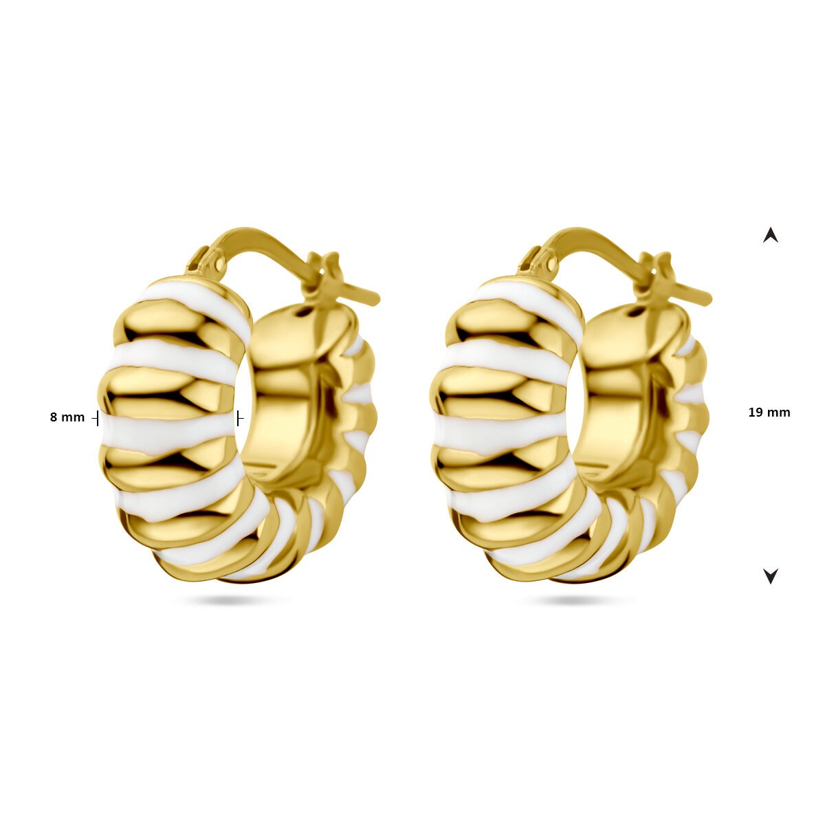 Créoles en argent plaqué or avec émail blanc
