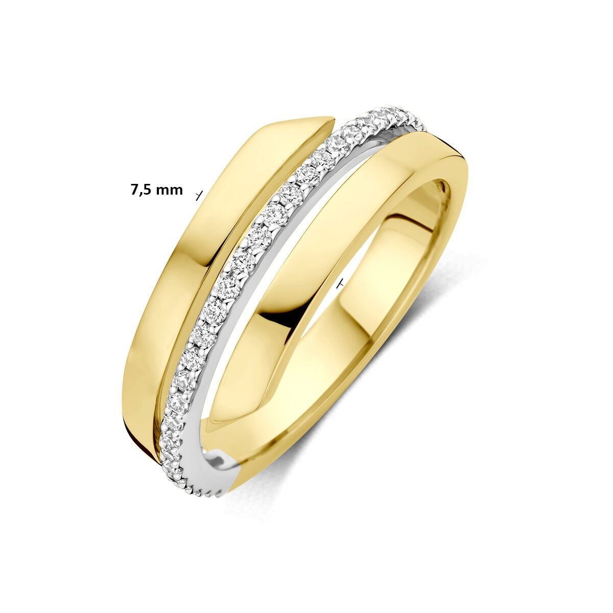bague en or bicolore 14k avec diamant 0.21ct