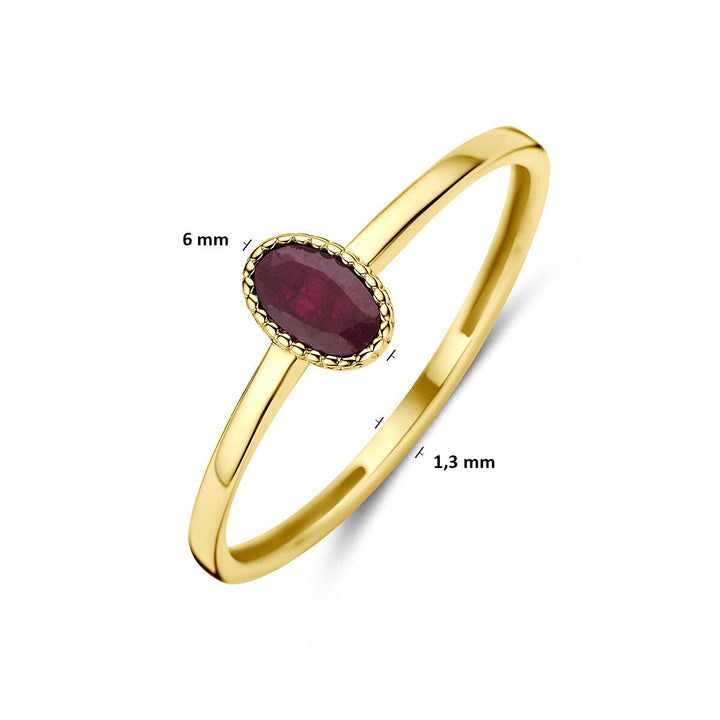 14k Geelgouden ring met robijn