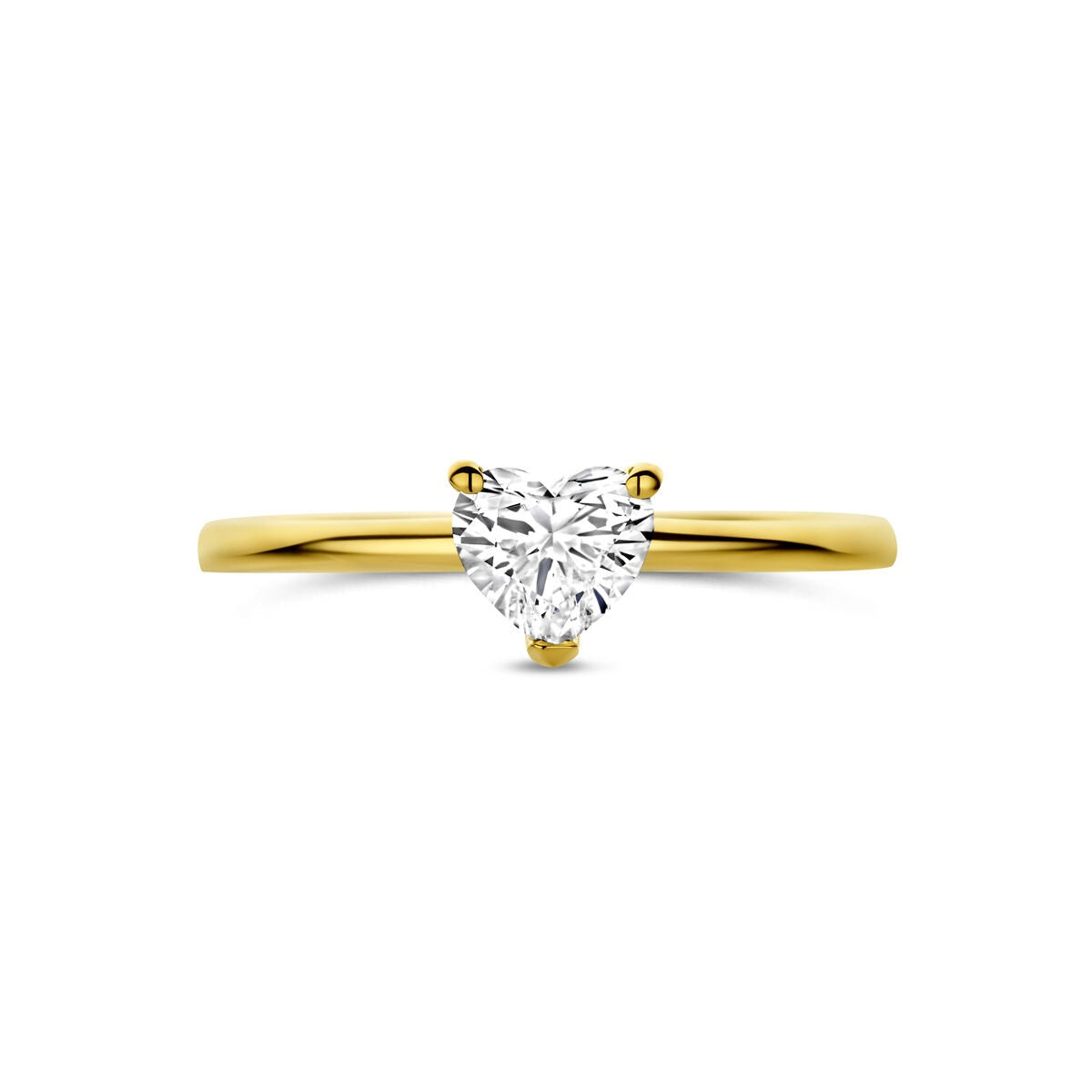 Bague en or jaune 14k avec diamant lab grown en forme de cœur 0.50ct