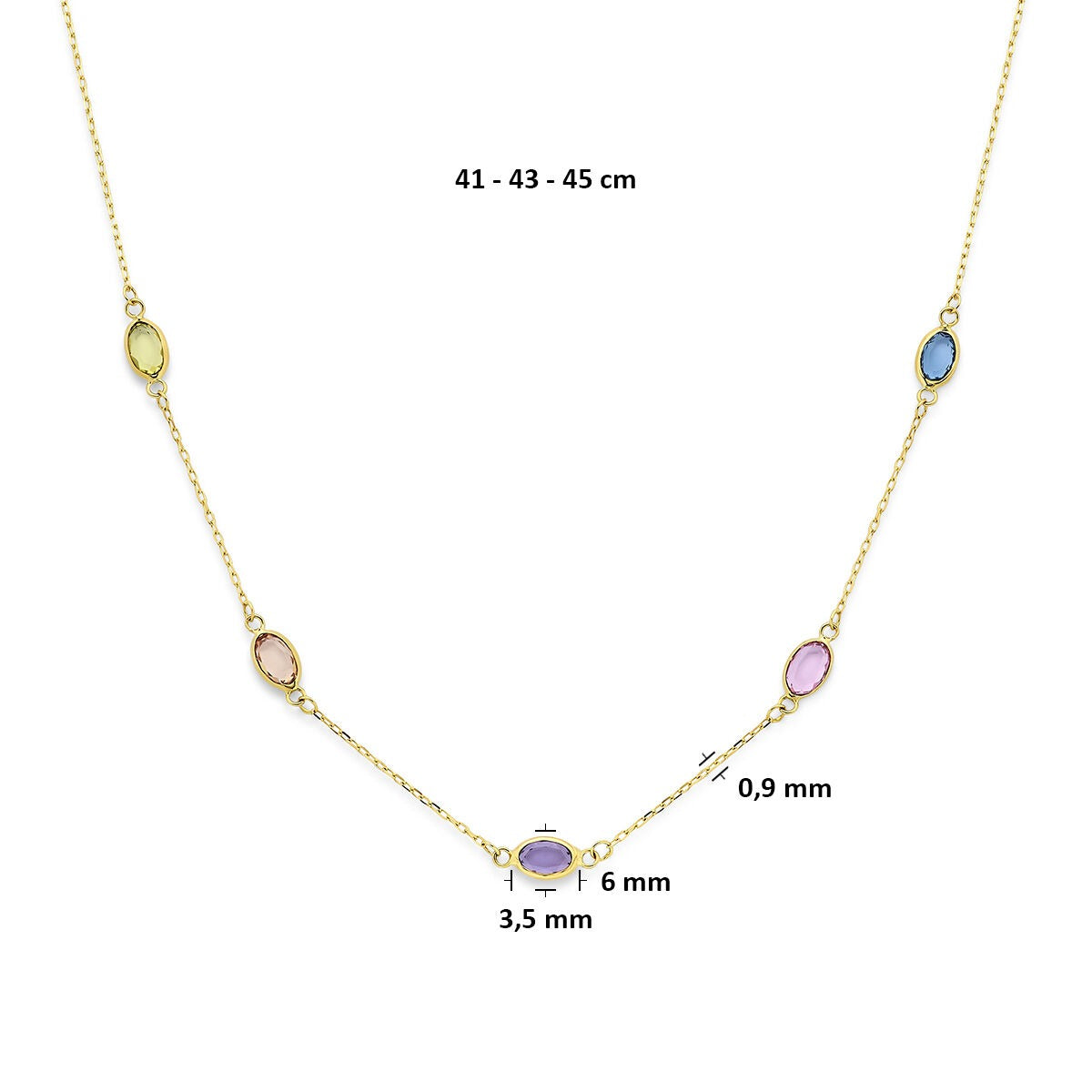 Collier en or jaune 14k avec pierres précieuses synthétiques