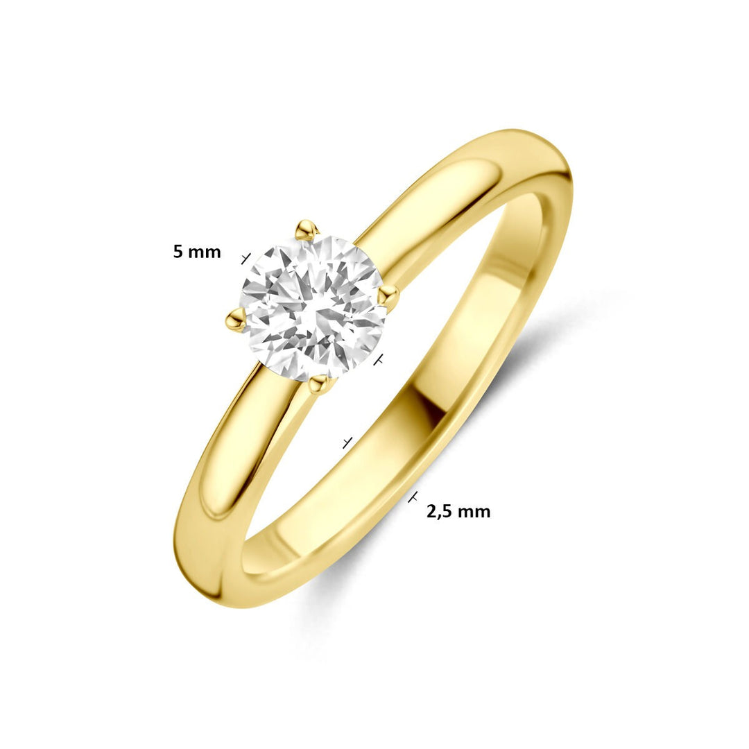 Gouden damesring met lab grown diamant – 14k geelgoud