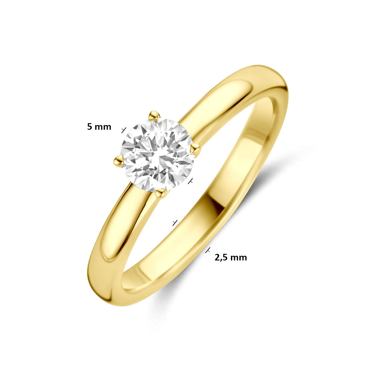 Bague pour femme en or avec diamant cultivé en laboratoire – or jaune 14k