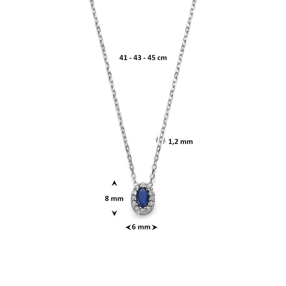 Collier en argent avec saphir et zircone – rhodié argent 925