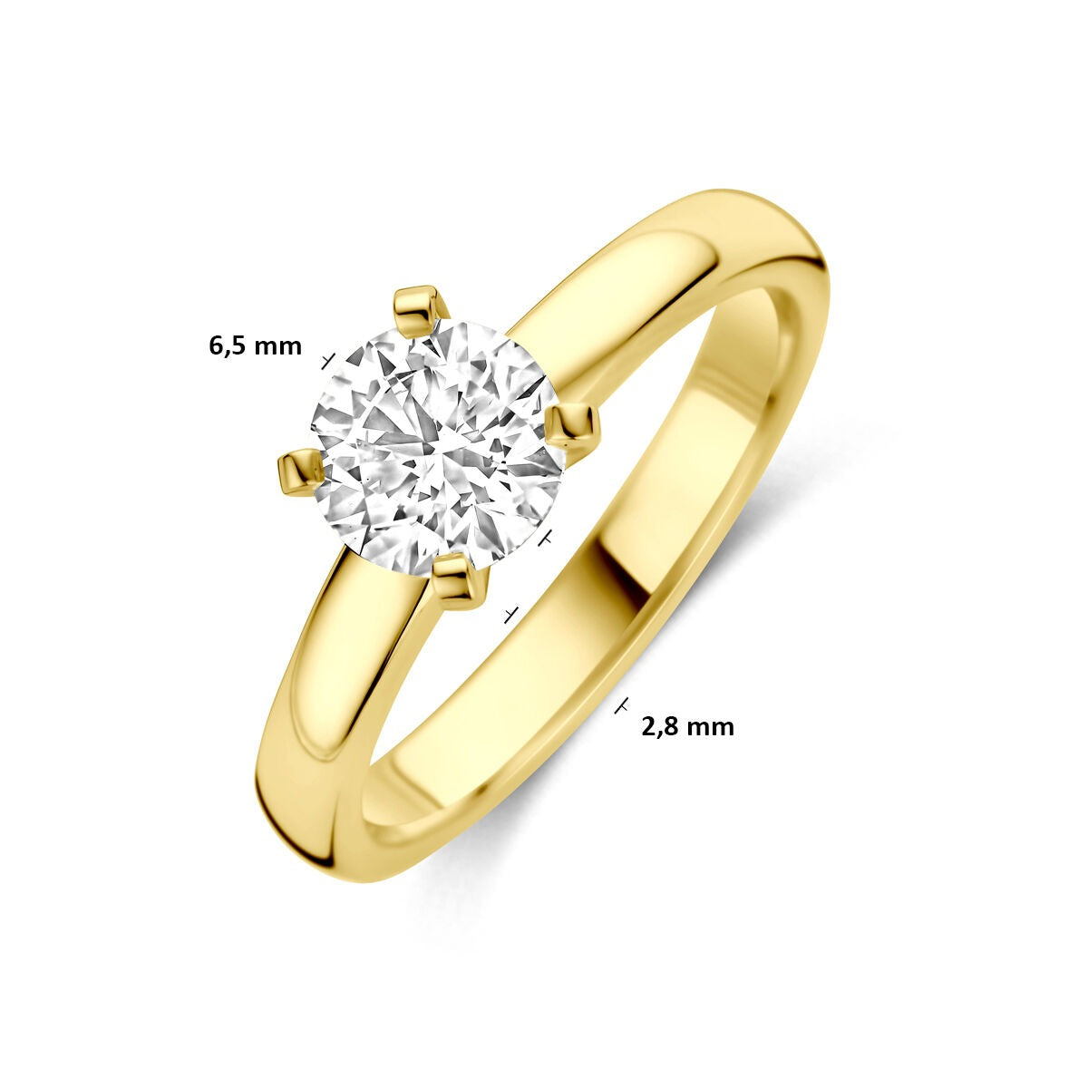 bague en or jaune 14k avec diamant de culture de 1.00ct