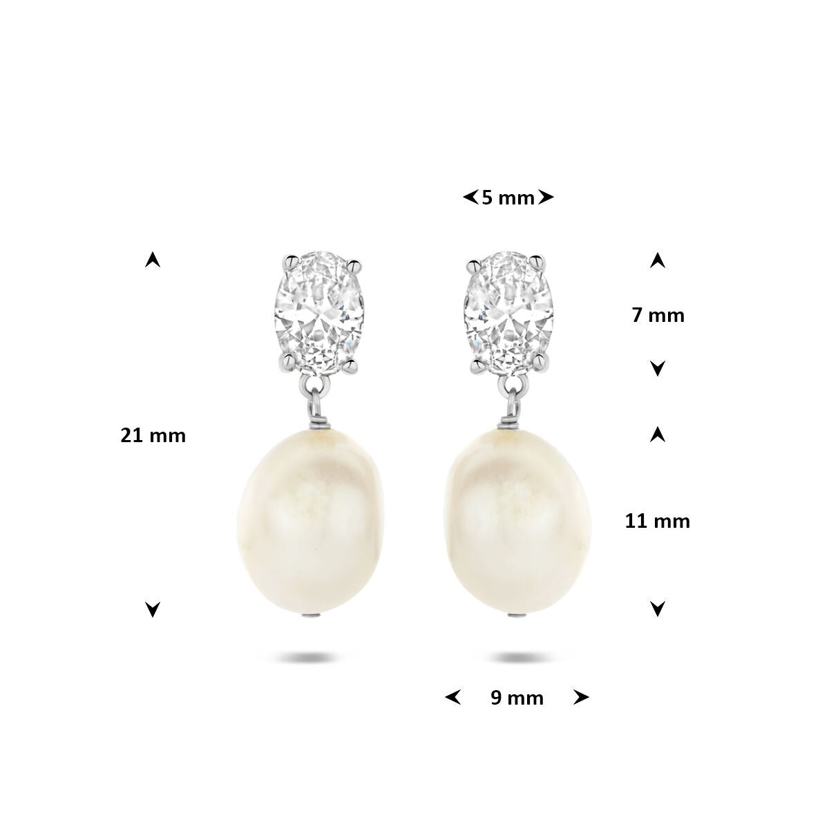 Boucles d'oreilles en argent 925 avec perle et zircone
