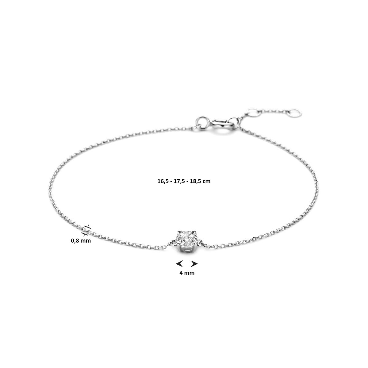 bracelet en or blanc avec zircone – maille ancre